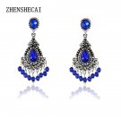 Blue Silver Color Chandelier Crystal Long Earrings For Women E4R
