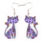 Bonsny Drop Cat Earrings Dangle Long Acrylic Pattern Earring E4R