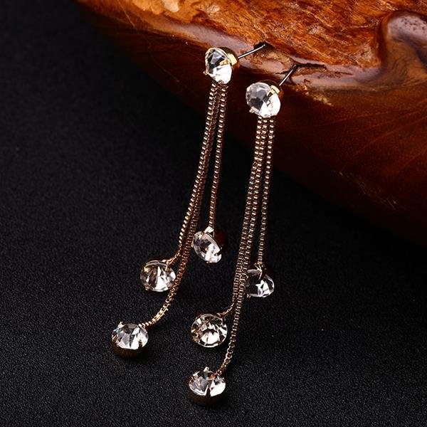 Brief Personality Tassel Long Design Sparkling Crystal Earri E4R
