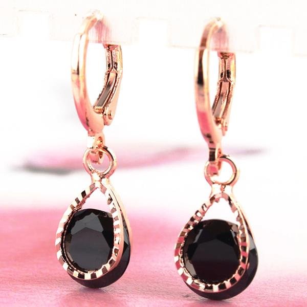 Classic Cz Crystal Water Drop Earrings Vintage Rose Gol 2 E4R