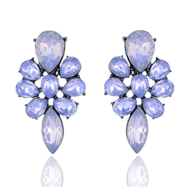 Classic Flower Design Retro Crystal Stud Earrings Elegant Wo 2 E4R