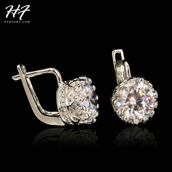 Crown Austrian Crystal Wedding Stud Earrings Rose Gold Color 2 E4R