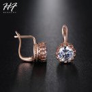 Crown Austrian Crystal Wedding Stud Earrings Rose Gold Color E4R