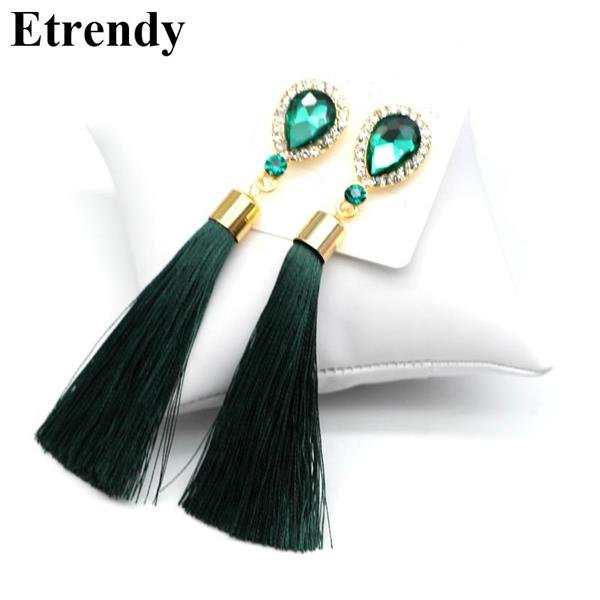 Crystal Water Drop Tassel Long Earrings For Women Fashion Je 3 E4R