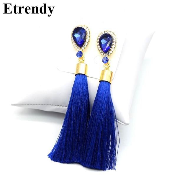 Crystal Water Drop Tassel Long Earrings For Women Fashion Je 5 E4R