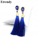 Crystal Water Drop Tassel Long Earrings For Women Fashion Je 5 E4R