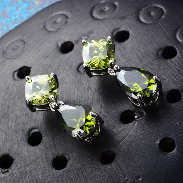 Cute Olive Green Zircon Dangle Earrings For Women Wedding Pa 5 E4R