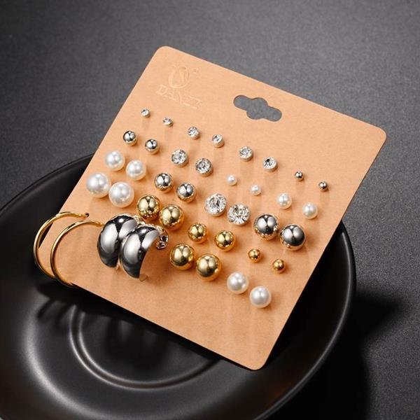 Danze Punk 20 Pairs Pack Set Brincos Mixed Stud Earrings For 2 E4R