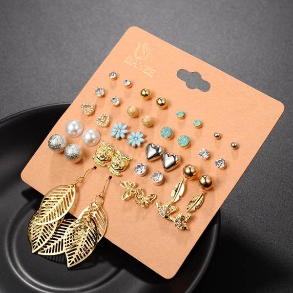 Danze Punk 20 Pairs Pack Set Brincos Mixed Stud Earrings For E4R