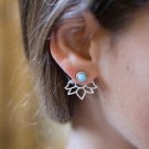 Docona Trendy Natural Stone Earrings Gold Silver Color Alloy 2 E4R