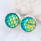 Doreenbeads Handmade Drusy Resin Beads Round Earrings Mermai 2 E4R