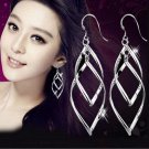Ek927 New Fashion Punk Brincos Twist Rhombus Hollow Leaf Big E4R