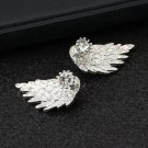 Es101 Women S Angel Wings Stud Earrings Inlaid Crystal Alloy 2 E4R