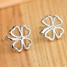 Es495 Brincos Women Silver Plated Leaf Earing Heart Love Fas 2 E4R