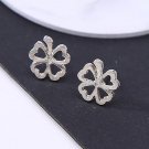 Es495 Brincos Women Silver Plated Leaf Earing Heart Love Fas E4R