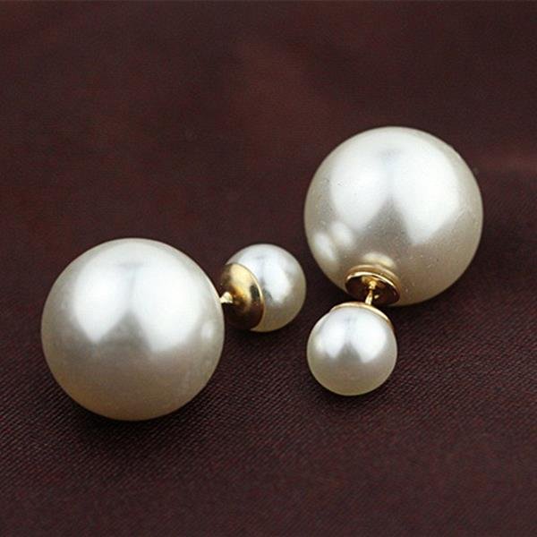 Es798 Earrings Double Sided Simulated Pearls Stud Earrings B E4R