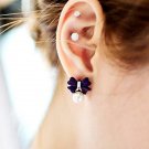 Es974 Bow Stud Earrings For Women Simulated Pearls Crystal E E4R