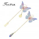 Fanhua 1pc Bohemian Style Colorful Butterfly Earrings Gold C E4R