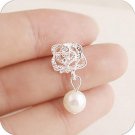 Fashion Camellia Rose Imitation Pearl Earrings Female J E4R