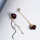 Fashion Korean Elegant Cloth Art Flower Long Earrings R E4R