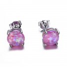 Fashion Purple Pink Blue Fire Opal Stud Earrings For Women B 2 E4R