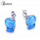 Fashion Purple Pink Blue Fire Opal Stud Earrings For Women B 5 E4R