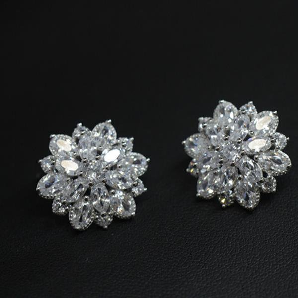 Flyleaf 925 Sterling Silver Aaa Zirconia Flowers Stud Earrin 2 E4R