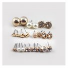 Free Shipping 12 Pairs Sets Round Square Ball Alloy Crystal E4R