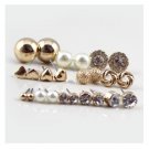Free Shipping 12 Pairs Sets Round Square Ball Alloy Crystal 2 E4R