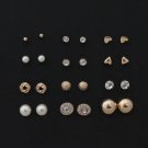 Free Shipping 12 Pairs Sets Round Square Ball Alloy Crystal 3 E4R