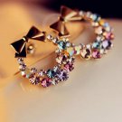 Free Shipping New Fashion Imitation Colorful Rhinestones Bow E4R