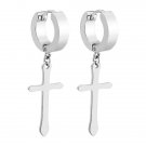 Funique Circle Round Cross Earrings For Men Stainless Steel E4R