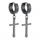 Funique Circle Round Cross Earrings For Men Stainless Steel 2 E4R