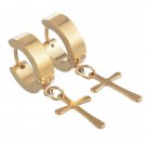 Funique Circle Round Cross Earrings For Men Stainless Steel 3 E4R