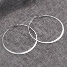 Hot Sale Silver Hoop Earrings Big Smooth Circle Earrings Set 2 E4R