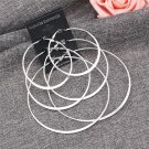Hot Sale Silver Hoop Earrings Big Smooth Circle Earrings Set 3 E4R