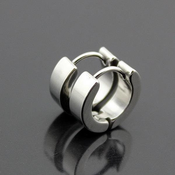 If Me Punk Men Black Stainless Steel Hoop Piercing Round Ear 2 E4R