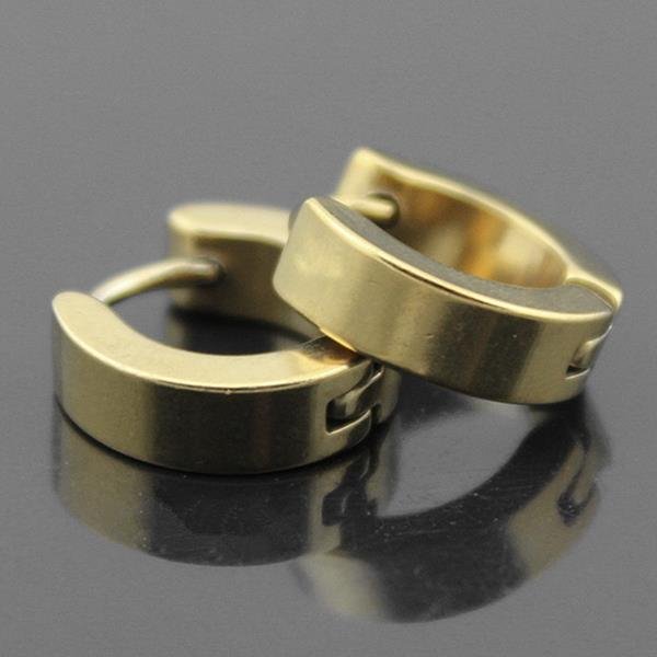 If Me Punk Men Black Stainless Steel Hoop Piercing Round Ear E4R