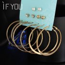 If You 6 Pairs Set Fashion Gold Color Silver Color Punk Crys E4R