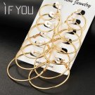 If You 6 Pairs Set Fashion Trendy Round Gold Color Rock Punk 2 E4R
