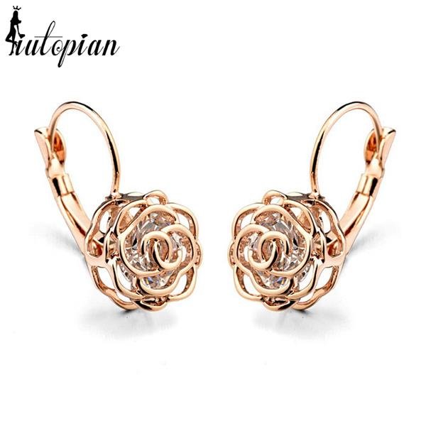 Iutopian Elegant Rose Flower Dangle Earrings Brincos With En 2 E4R