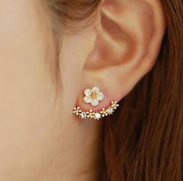Jisensp New Arrival Crystal Flower Stud Earrings Piercing Ea 2 E4R