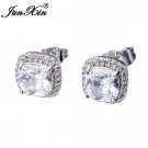 Junxin Luxury Female White Square Stud Earring Fashion 925 S 3 E4R