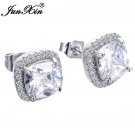 Junxin Luxury Female White Square Stud Earring Fashion 925 S E4R