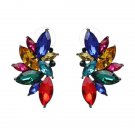 Juran New Arrival Fashion Gem Crystal Leaf Stud Earring E4R