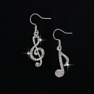 Kuniu 1pair Personality Trendy Music Notes Ear Hook Crystal E4R