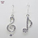 Kuniu 1pair Personality Trendy Music Notes Ear Hook Crystal 2 E4R