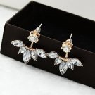 Leaf Crystals Stud Earrings For Women Silver Color Double Si E4R