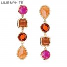 Lilie White Luxury Colorful Geometric Dangle Earrings S 2 E4R