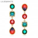 Lilie White Luxury Colorful Geometric Dangle Earrings S 4 E4R